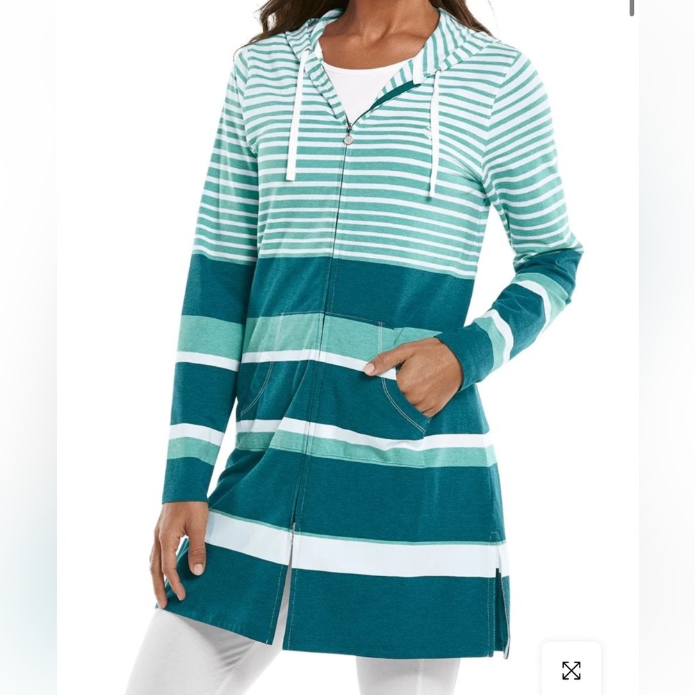 Coolibar XS cabana hoodie jacket nwt teal $89 sun protection